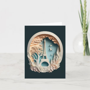 Paris Papercut stijl gevouwen Wenskaart Kaart