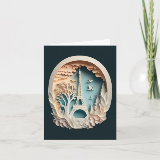Paris Papercut stijl gevouwen Wenskaart Kaart (Voorkant)