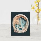 Paris Papercut stijl gevouwen Wenskaart Kaart (Gele Bloem)