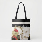 Paris Parfum Parfum Rozen Hoge Hakken & Lippenstif Tote Bag (Voorkant)