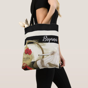 Paris Parfum Parfum Rozen Hoge Hakken & Lippenstif Tote Bag