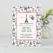Paris Party White Invitation Kaart (Staand voorkant)