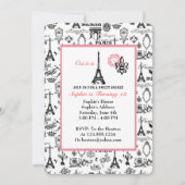 Paris Party White Invitation Kaart (Voorkant)
