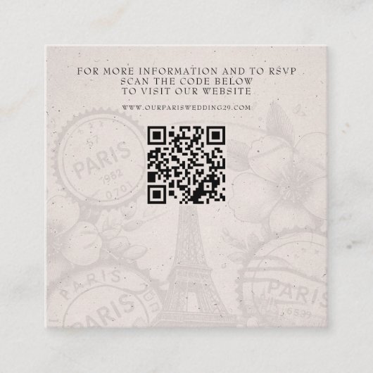 Paris Passport Wedding QR Informatiekaartje (Voorkant)