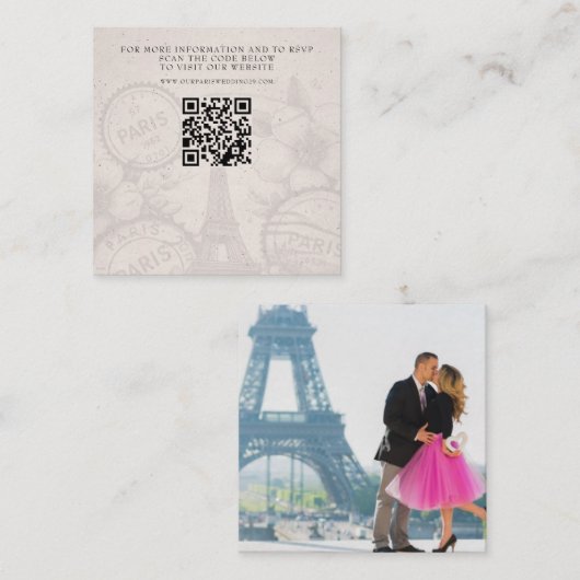 Paris Passport Wedding QR Informatiekaartje (Voorkant / Achterkant)