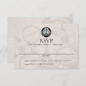 Paris Passport Wedding RSVP Kaart (Voorkant / Achterkant)