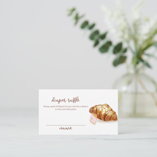 Paris Pastry Croissant Luier Raffle Baby shower Informatiekaartje (Staand voorkant)