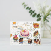 Paris Pastry Sketch waterverf Briefkaart (Staand voorkant)