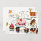 Paris Pastry Sketch waterverf Briefkaart (Voorkant / Achterkant)