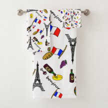 Paris Pattern French Bathroom Towel Set