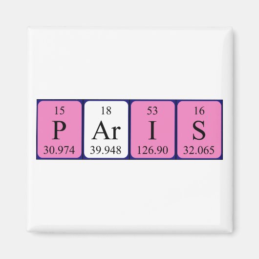 Paris periodiek table name magnet (Voorkant)