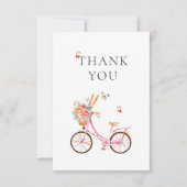 Paris Pink Bicycle Waterverf Favor Bag Bedankkaart (Voorkant)