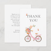 Paris Pink Bicycle Waterverf Favor Bag Bedankkaart (Voorkant / Achterkant)