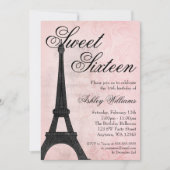  Paris Pink Black Sweet 16 Birthday Kaart (Voorkant)