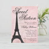  Paris Pink Black Sweet 16 Birthday Kaart (Staand voorkant)