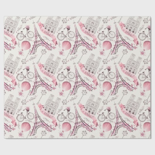 Paris Pink Cadeaupapier (Vlak)