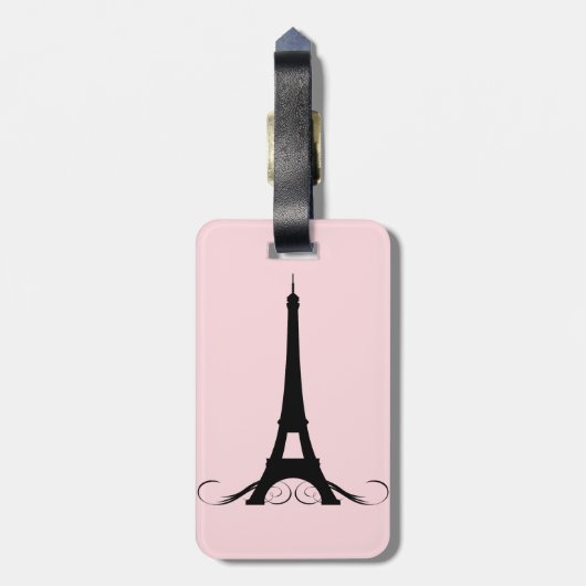 Paris Pink Eiffel Tower Bagagelabel (Achterkant verticaal)