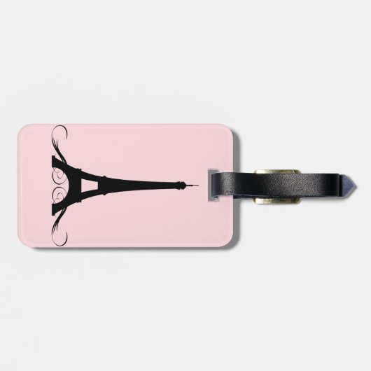 Paris Pink Eiffel Tower Bagagelabel (Achterkant horizontaal)