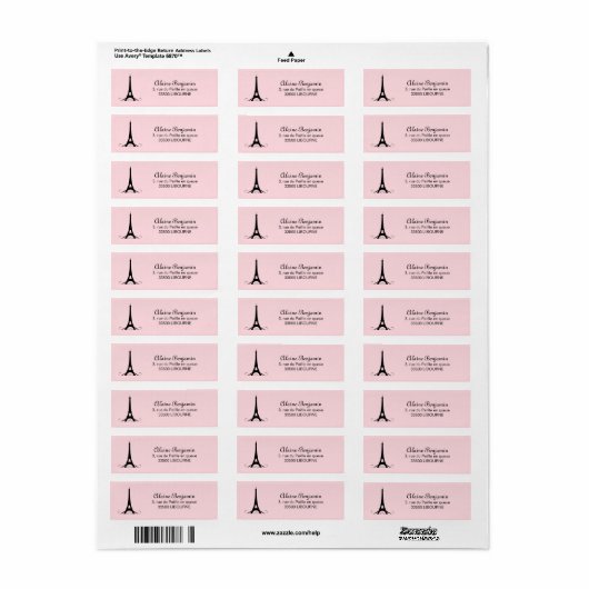 Paris Pink Eiffel Tower Etiket (Full Sheet)