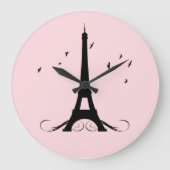Paris Pink Eiffel Tower Grote Klok (Voorkant)