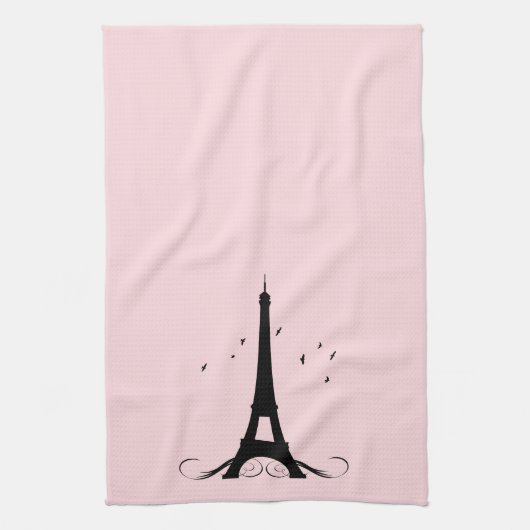 Paris Pink Eiffel Tower Theedoek (Verticaal)