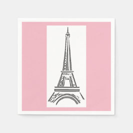 Paris Pink Eiffel Tower Theme Paper Paper Napkins Servet