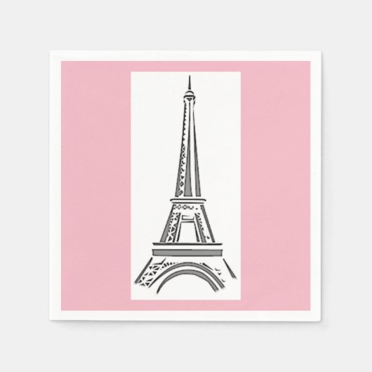 Paris Pink Eiffel Tower Theme Paper Paper Napkins Servet (Voorkant)