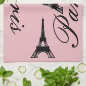 Paris Pink Eiffeltoren Theedoek (Gevouwen)