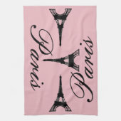 Paris Pink Eiffeltoren Theedoek (Verticaal)
