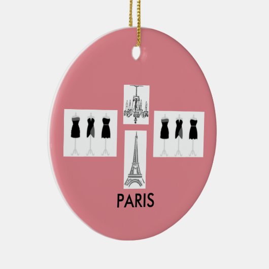 Paris Pink French Threated Kerstannament Keramisch Ornament (Rechts)