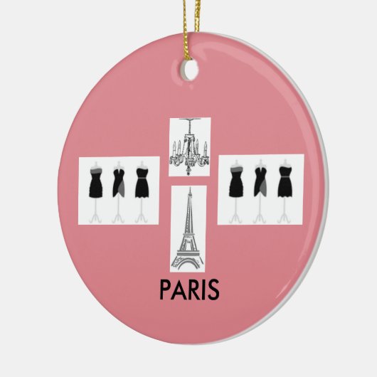 Paris Pink French Threated Kerstannament Keramisch Ornament (Links)