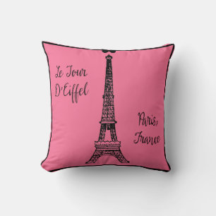 Paris Pink Pillow met Eiffeltoren Kussen