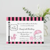 Paris Pink Poodle Eiffle Tower tea party bridal Kaart (Staand voorkant)