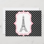 Paris Pink Poodle Eiffle Tower tea party bridal Kaart (Achterkant)