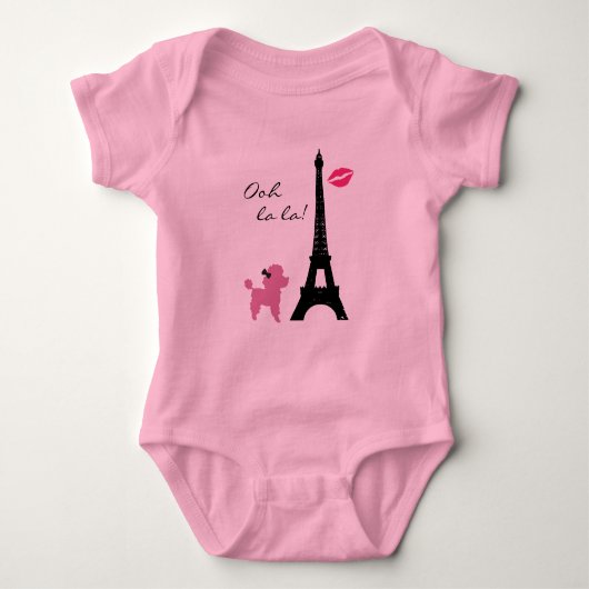 Paris Pink Poodle TuTu Bodysuit (Voorkant)