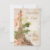 Paris Pink Rose  Romantic Save the Date Kaart (Voorkant)