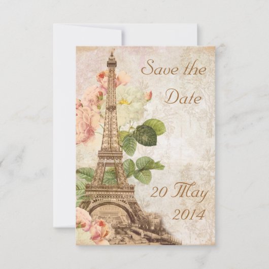 Paris Pink Rose  Romantic Save the Date Kaart (Voorkant)