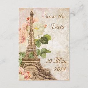 Paris Pink Rose  Romantic Save the Date Kaart
