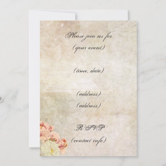 Paris Pink Rose  Romantic Uitnodiging (Achterkant)