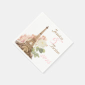 Paris Pink Rose  Romantic Wedding Napkins Servetten (Hoek)