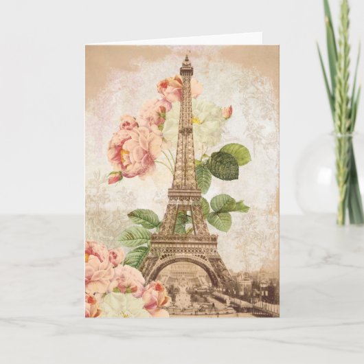 Paris Pink Rose  romantische Kaart (Voorkant)