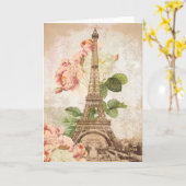 Paris Pink Rose  romantische Kaart (Gele Bloem)