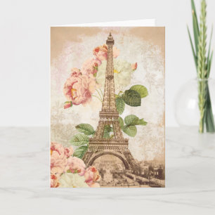 Paris Pink Rose  romantische Kaart