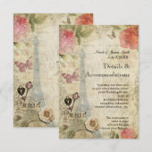  Paris Pink Roses Lock & Key Detail Kaart (Voorkant / Achterkant)