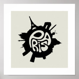 Paris Planet Typography poster