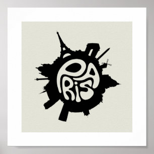 Paris Planet Typography poster