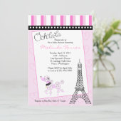 Paris Podle 5x7 Roze Baby shower Uitnodiging (Staand voorkant)