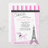 Paris Podle 5x7 Roze Baby shower Uitnodiging (Voorkant / Achterkant)