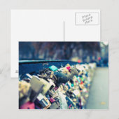 Paris Pont des Arts Love Locks Foto Ansichtkaart Briefkaart (Voorkant / Achterkant)