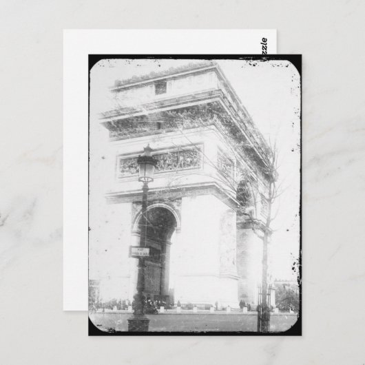 Paris Post Card, Arc de Triomphe, B&W Briefkaart (Voorkant / Achterkant)